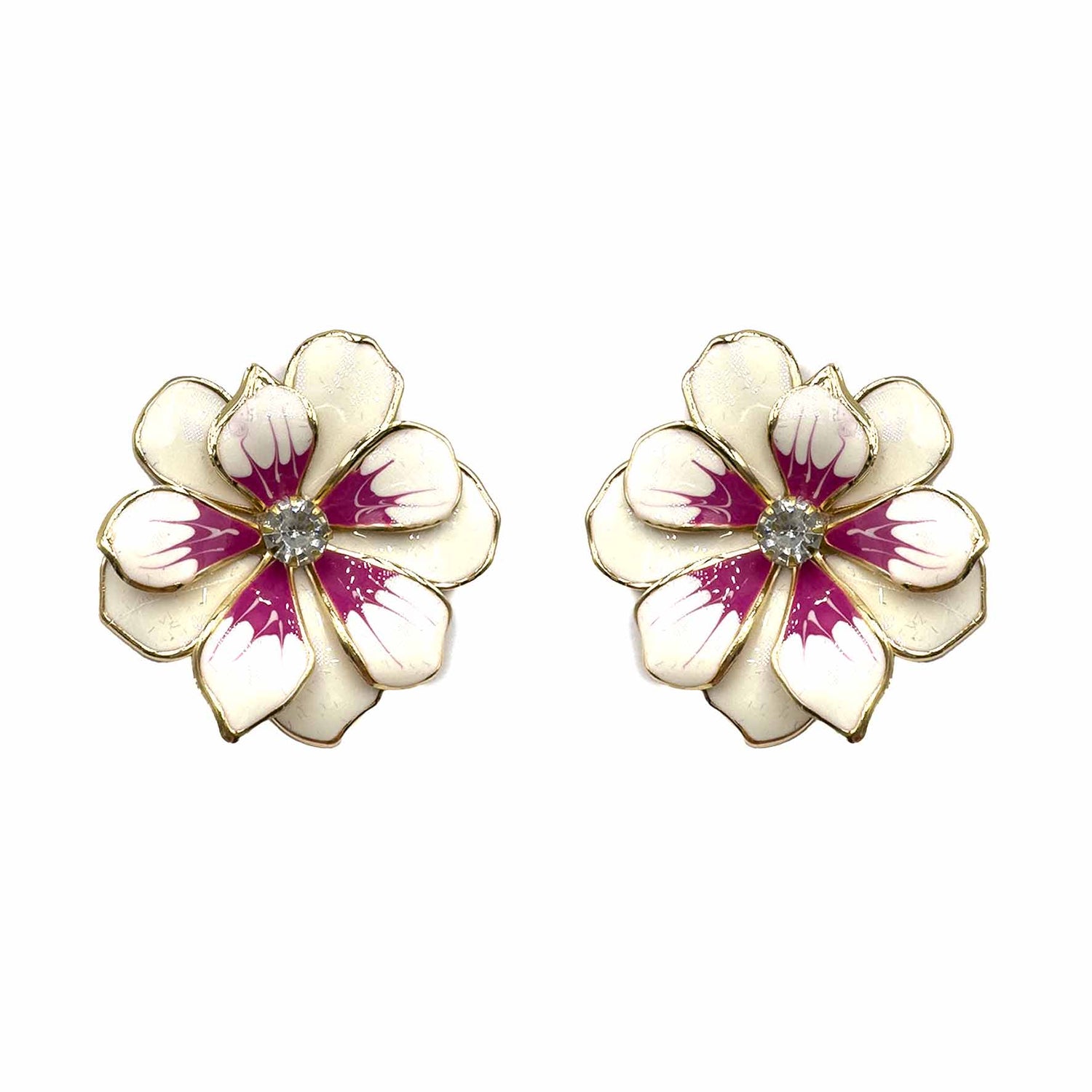 Palestro Milano Orecchini Bianco e Fucsia Fiore Sfumato
