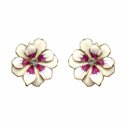 Palestro Milano Orecchini Bianco e Fucsia Fiore Sfumato