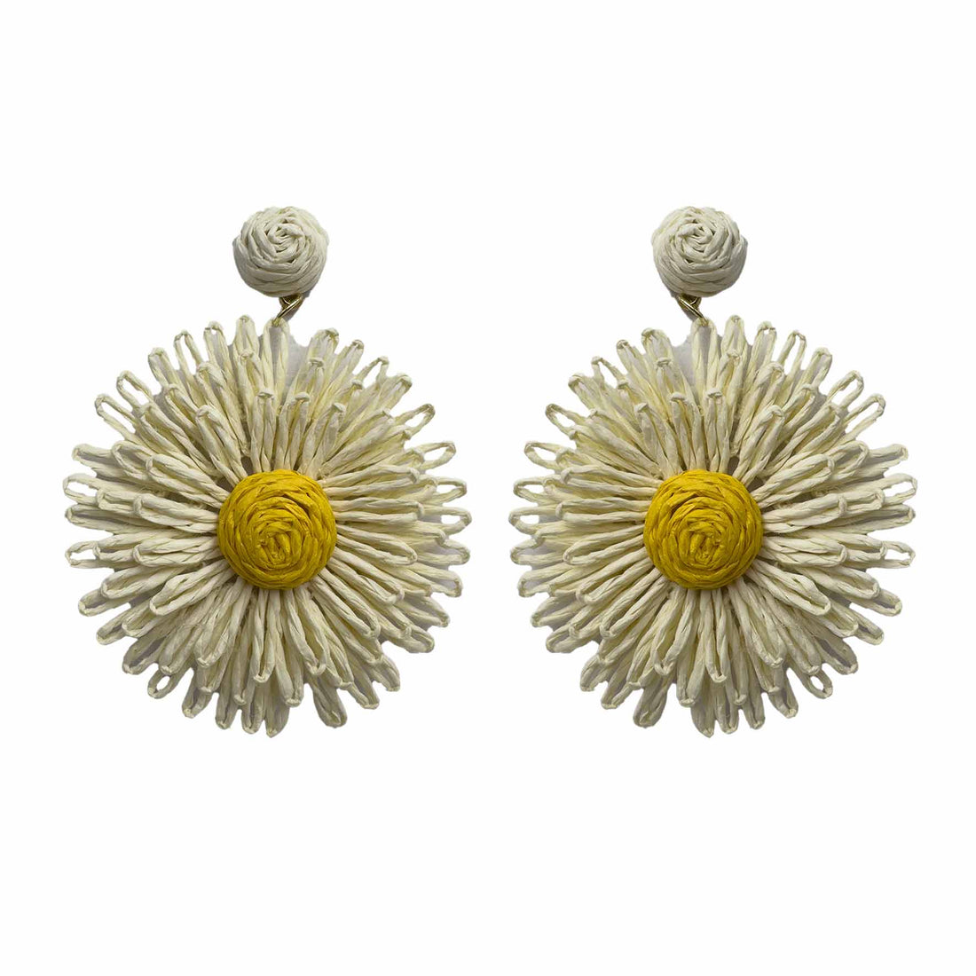Palestro Milano Orecchini Bianco Girasoli colorati in rafia - big edition