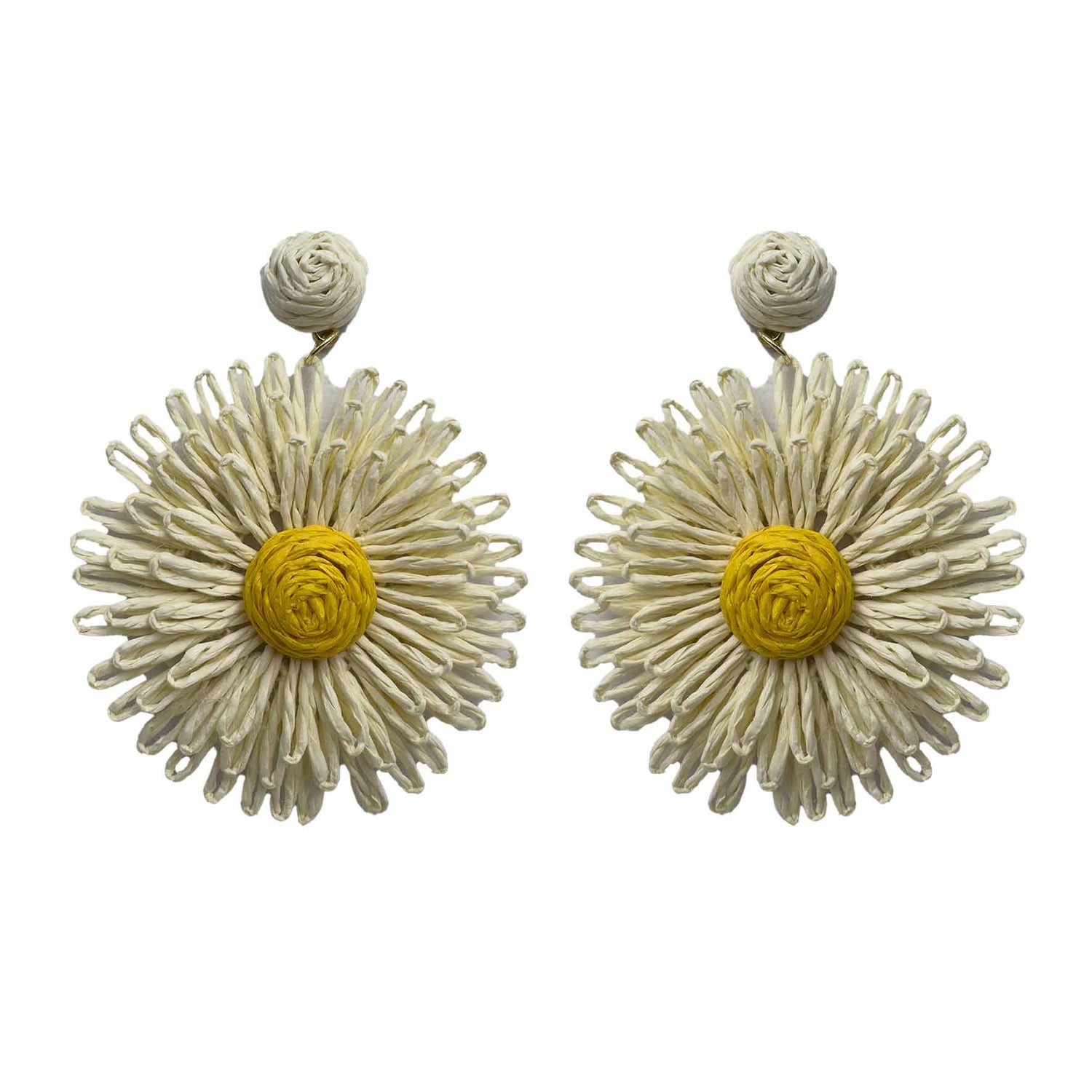 Palestro Milano Orecchini Bianco Girasoli colorati in rafia - big edition