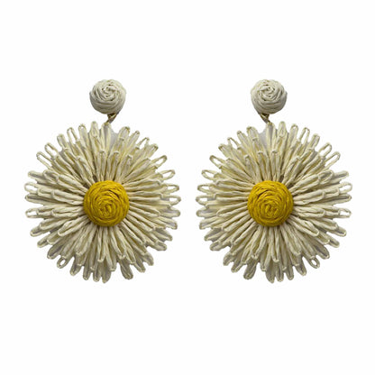 Palestro Milano Orecchini Bianco Girasoli colorati in rafia - big edition