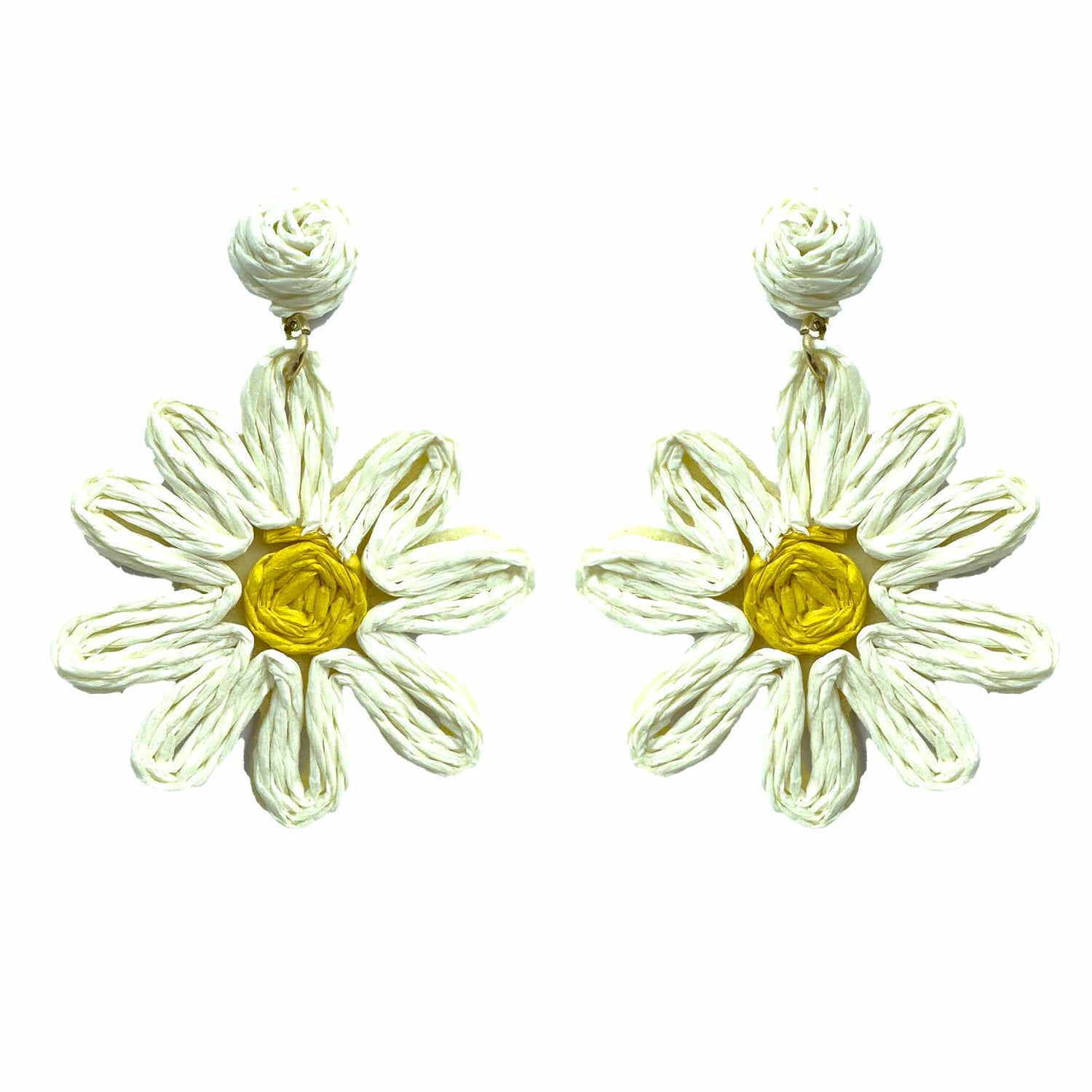 Palestro Milano Orecchini Bianco Margherite colorate in rafia