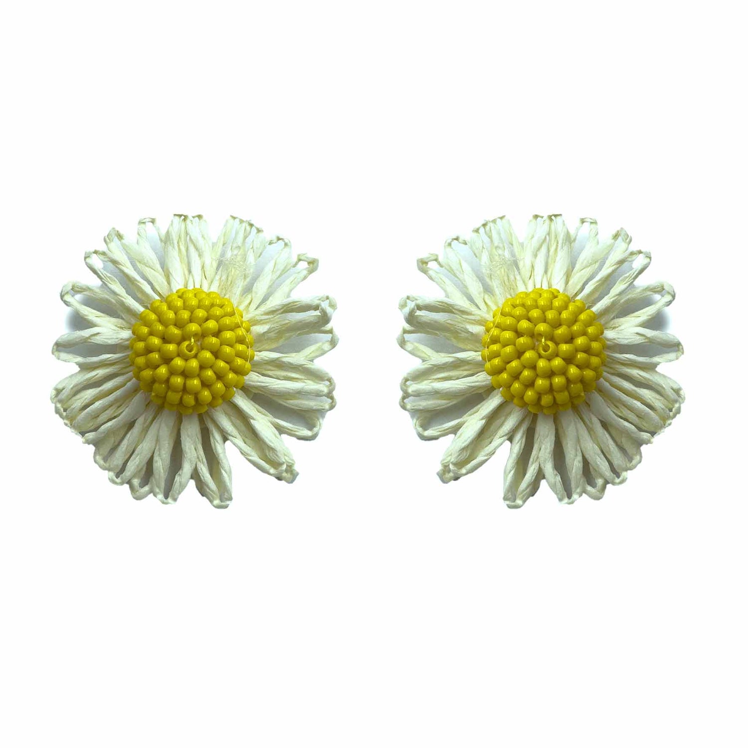 Palestro Milano Orecchini Bianco Margherite colorate in rafia - classic edition