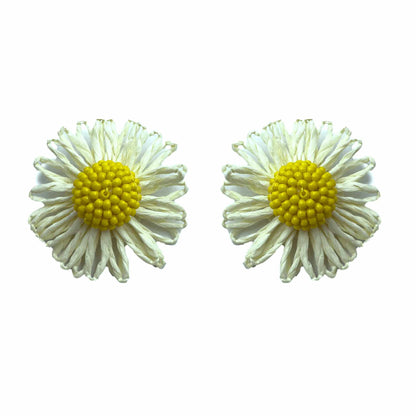 Palestro Milano Orecchini Bianco Margherite colorate in rafia - classic edition