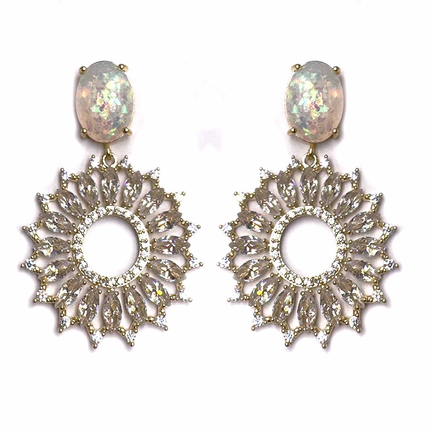 Palestro Milano Orecchini Bianco Opalescente Girasole di cristallo