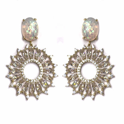 Palestro Milano Orecchini Bianco Opalescente Girasole di cristallo