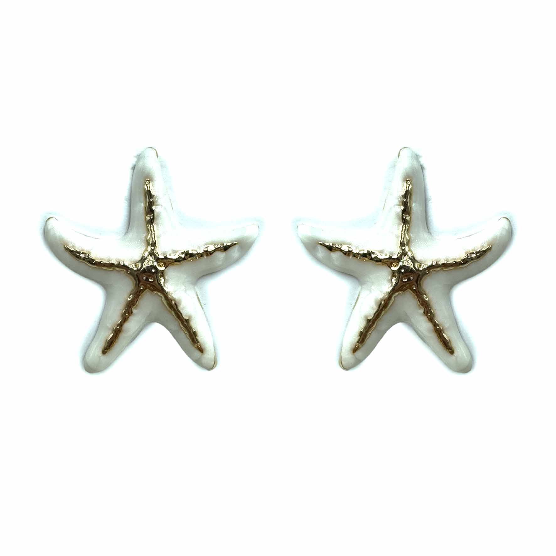Palestro Milano Orecchini Bianco Stella marina con venatura dorata
