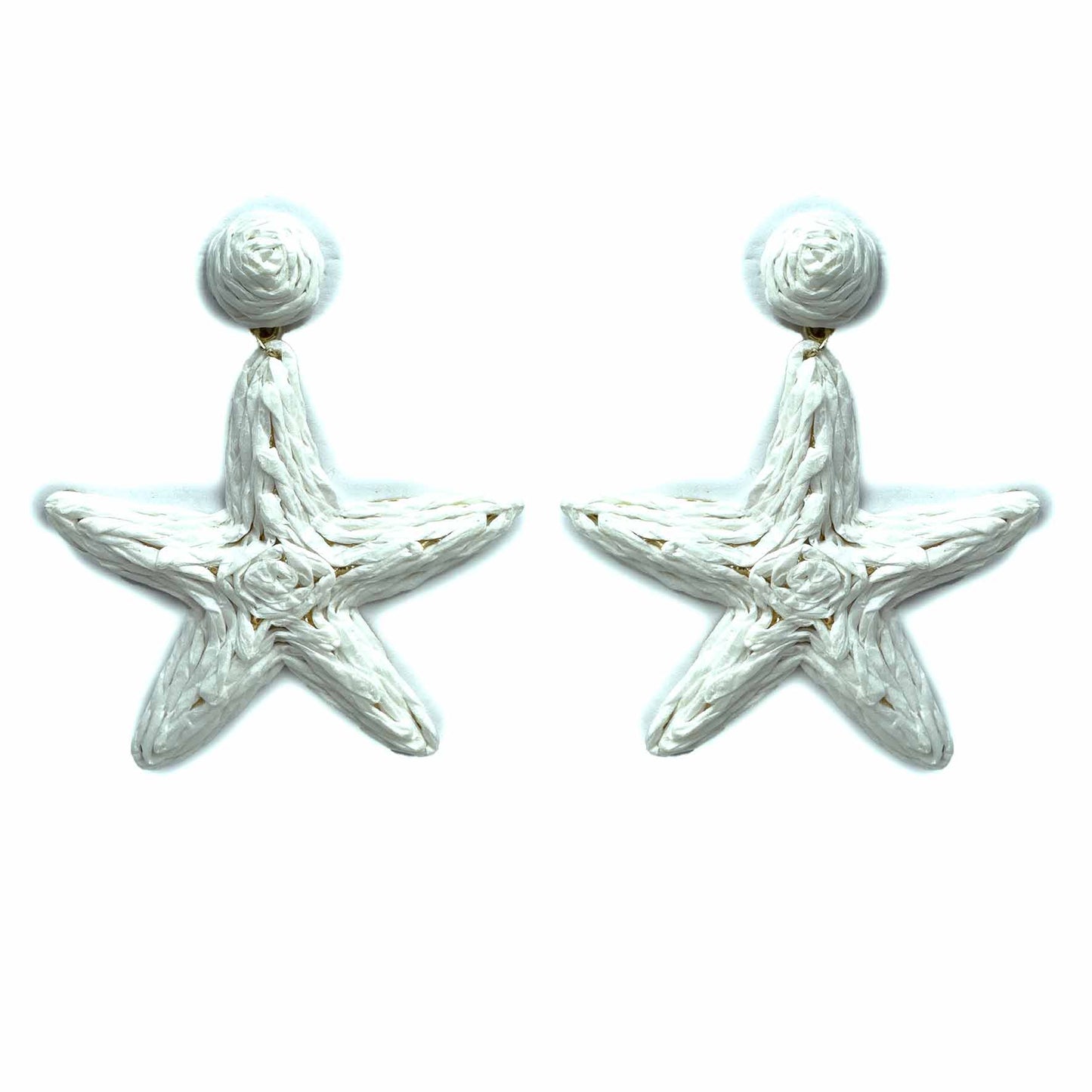Palestro Milano Orecchini Bianco Stelle di mare rafia