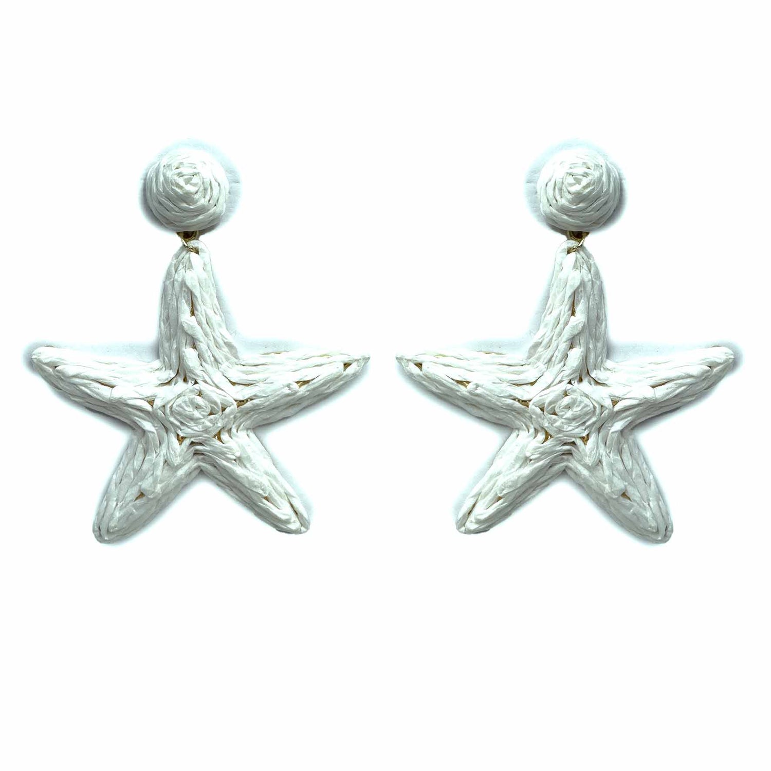 Palestro Milano Orecchini Bianco Stelle di mare rafia