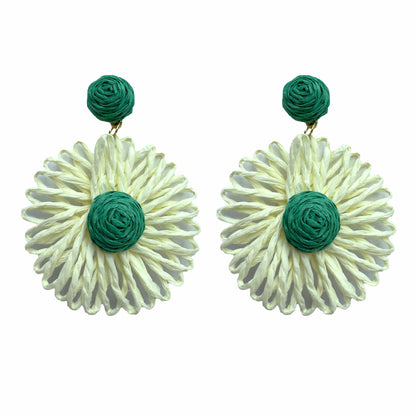 Palestro Milano Orecchini Bianco-Verde Girasoli colorati in rafia