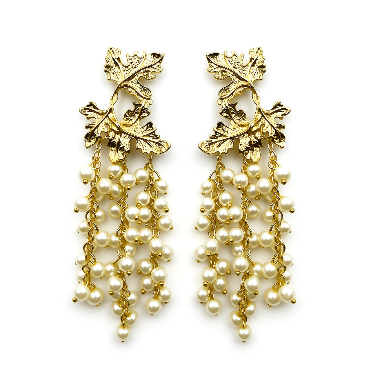 Palestro Milano Orecchini Bianco Vite con uva a cascata