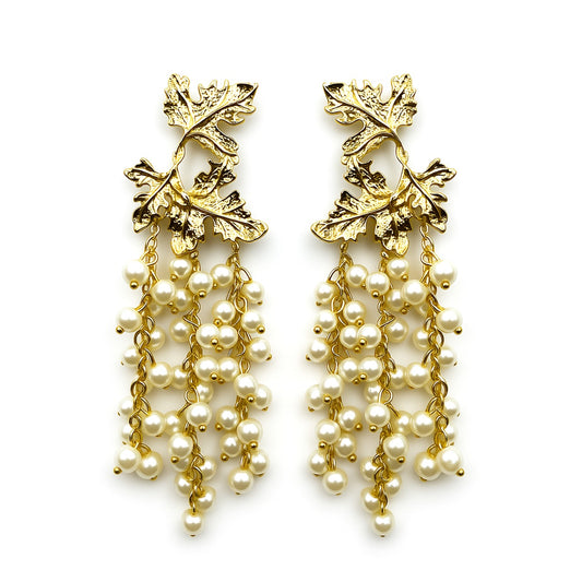 Palestro Milano Orecchini Bianco Vite con uva a cascata