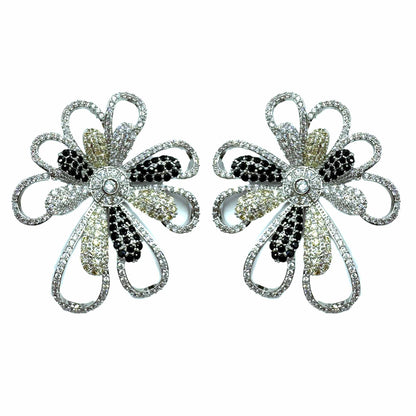 Palestro Milano Orecchini Black &amp; Silver Margherita di pavè