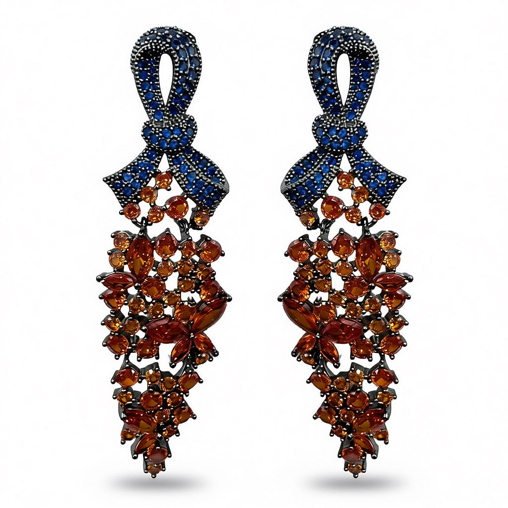 Palestro Milano Orecchini Blu Arancio Grappolo di Luce