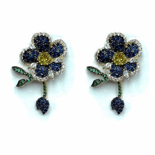 Palestro Milano Orecchini Blu Baby Primule di pavè