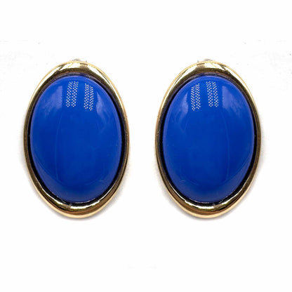 Palestro Milano Orecchini Blu Bottone Ovale