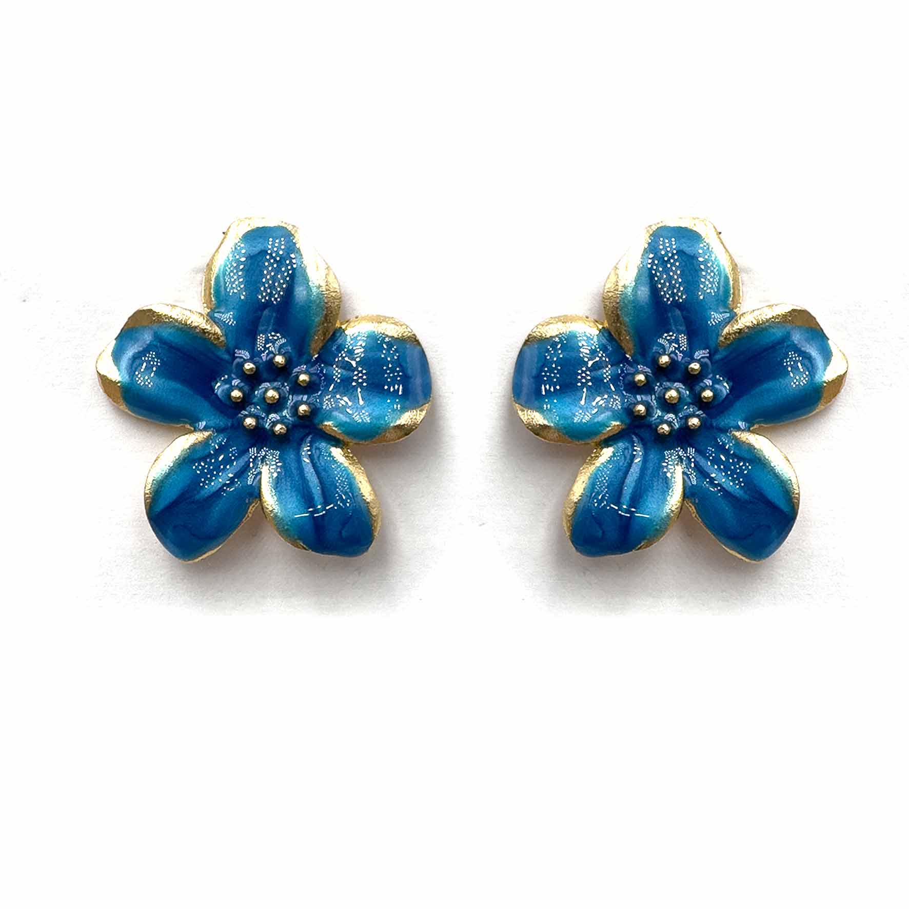 Palestro Milano Orecchini Blu chiaro Fiori dei Tropici