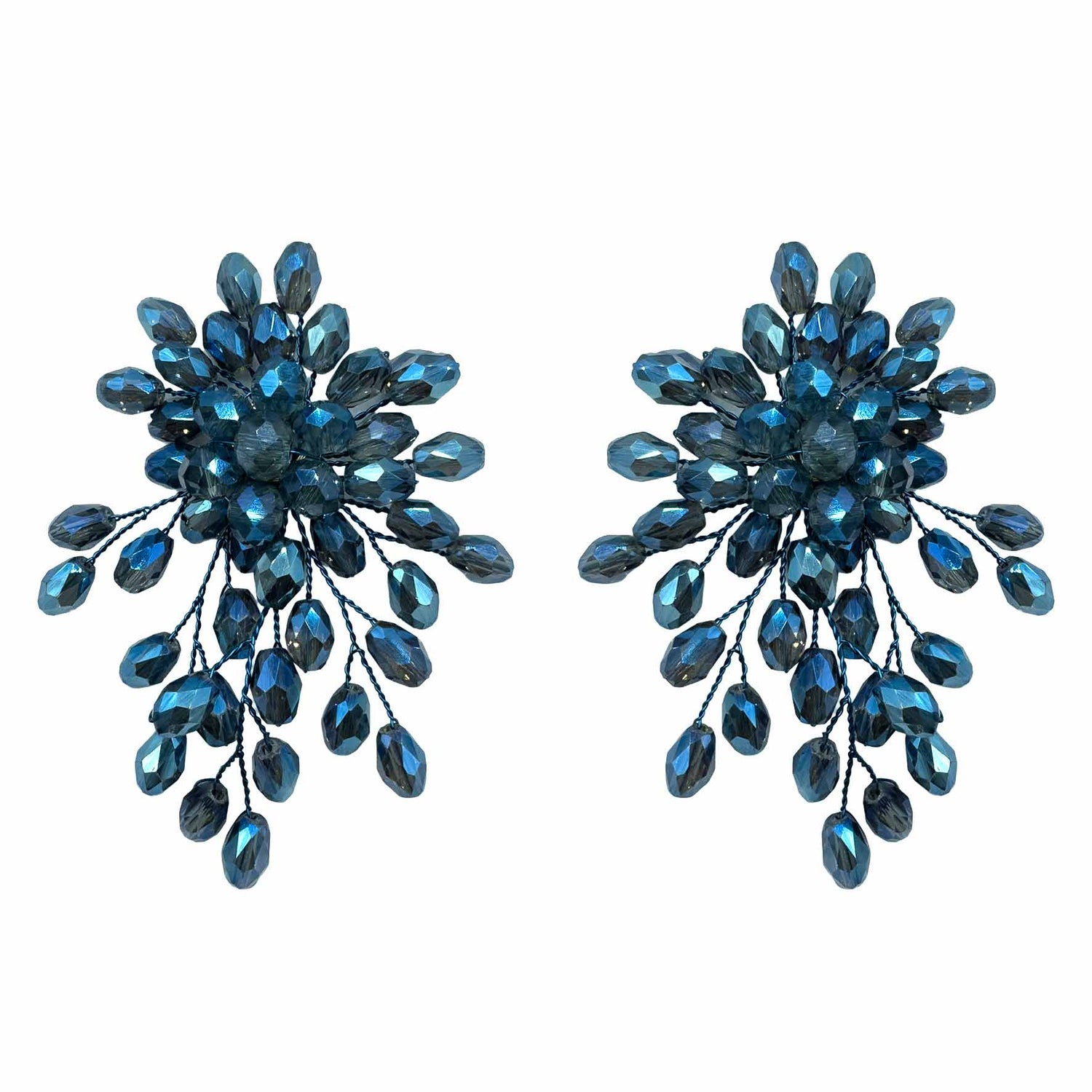 Palestro Milano Orecchini Blu Elettrico Trionfo di Perline - NEW