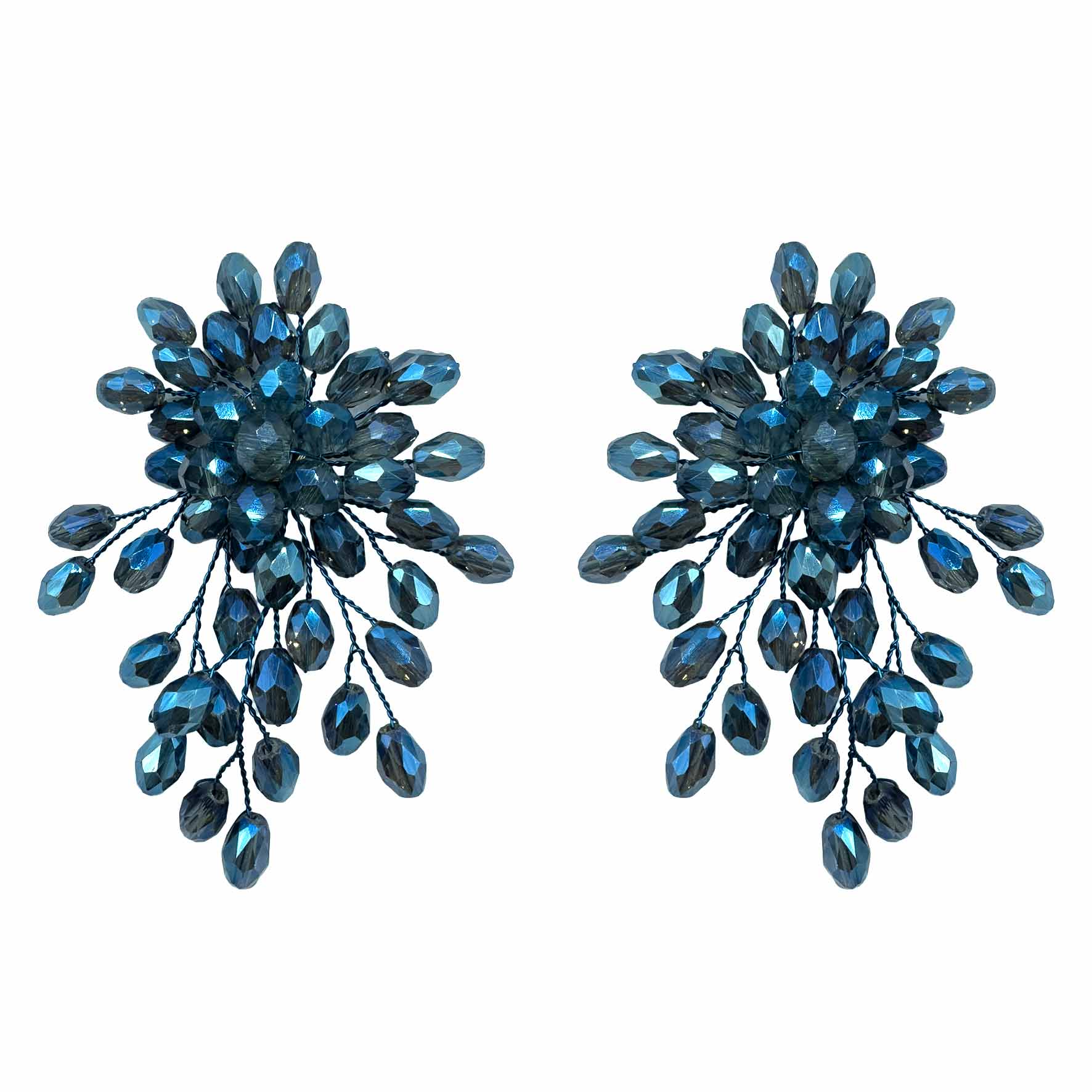 Palestro Milano Orecchini Blu Elettrico Trionfo di Perline - NEW