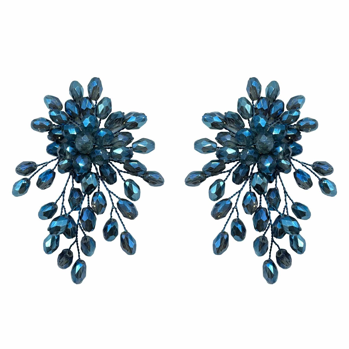 Palestro Milano Orecchini Blu Elettrico Trionfo di Perline - NEW