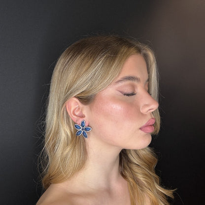 Palestro Milano Orecchini Blu Fiore di Pavè