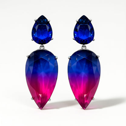 Palestro Milano Orecchini Blu-Fucsia Pietre sfumate a Goccia