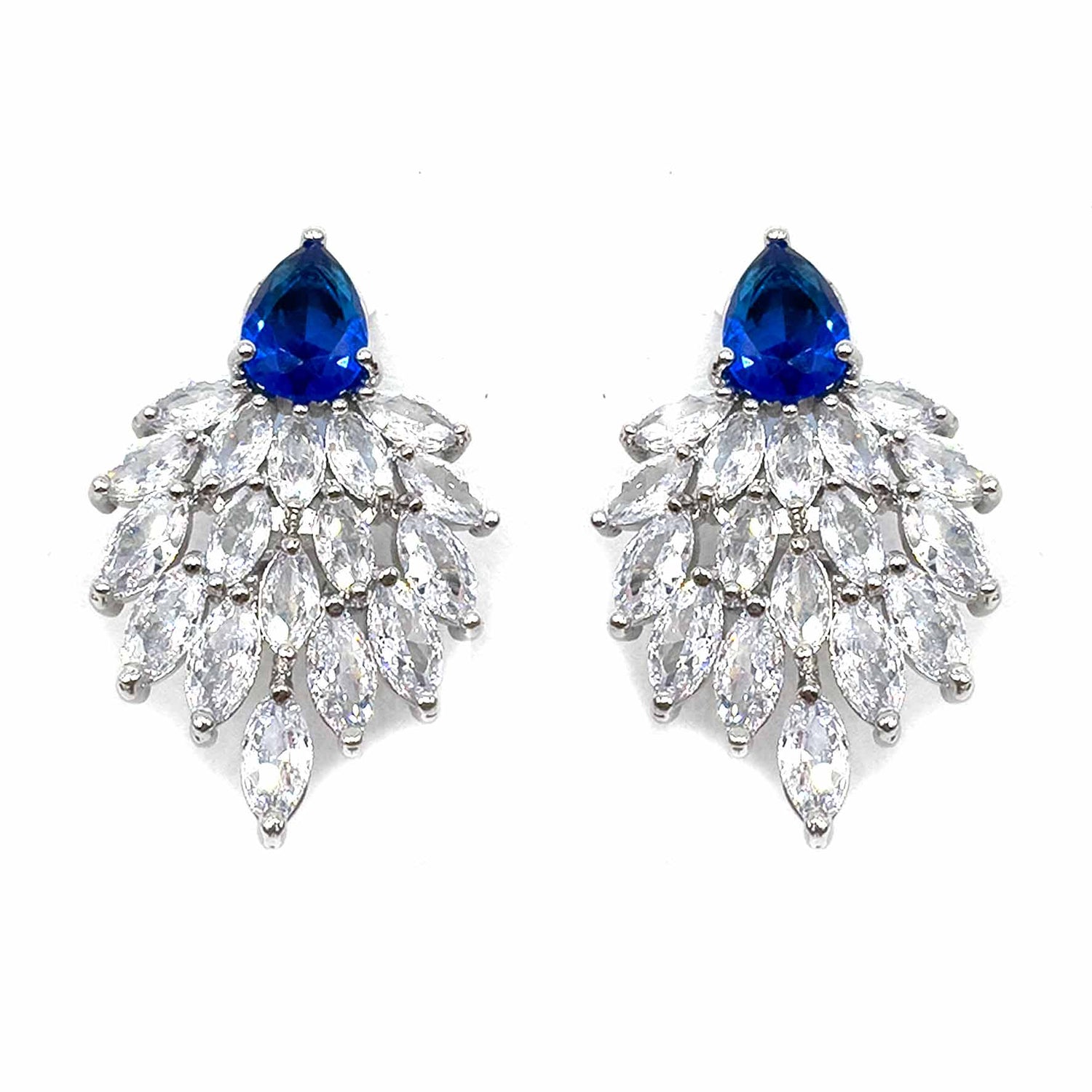 Palestro Milano Orecchini Blu Goccia colorata con coda di cristalli