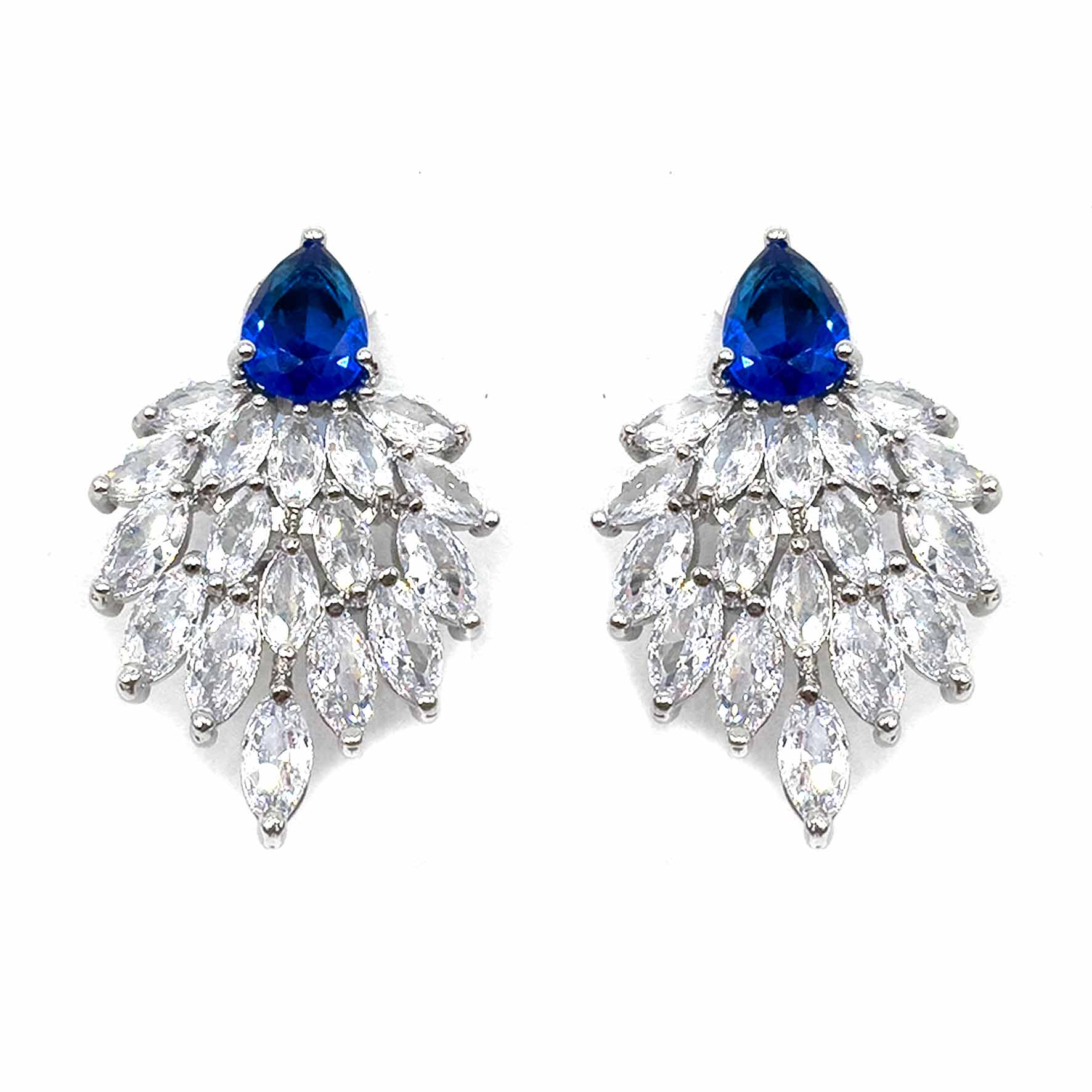 Palestro Milano Orecchini Blu Goccia colorata con coda di cristalli