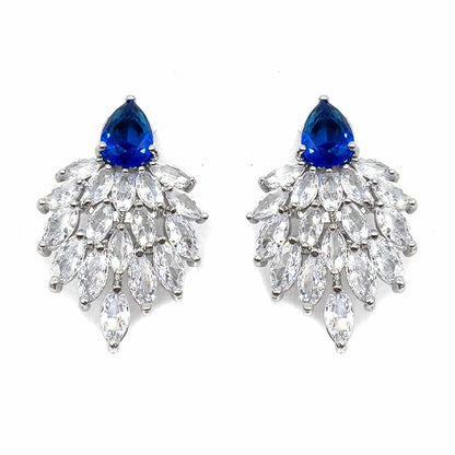 Palestro Milano Orecchini Blu Goccia colorata con coda di cristalli