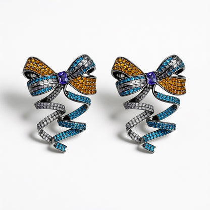 Palestro Milano Orecchini Blu/Lillac/Arancio Nastro festoso