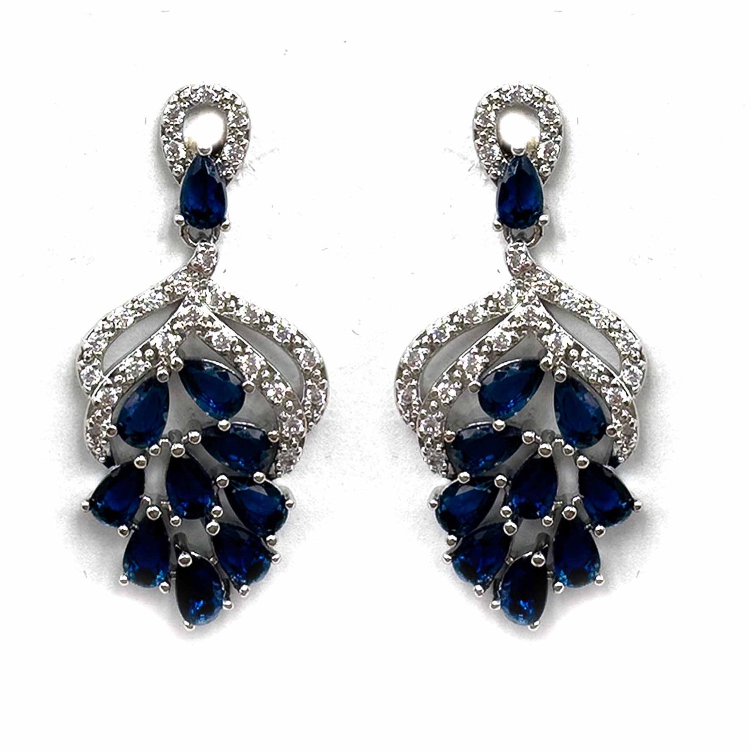 Palestro Milano Orecchini Blu Mazzolini di cristallo