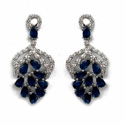 Palestro Milano Orecchini Blu Mazzolini di cristallo
