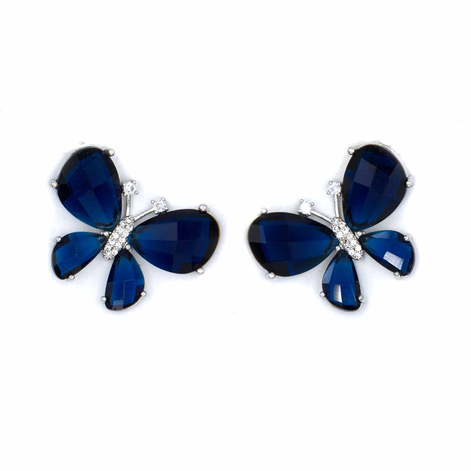 Palestro Milano Orecchini Blu Notte Farfalle di Cristallo