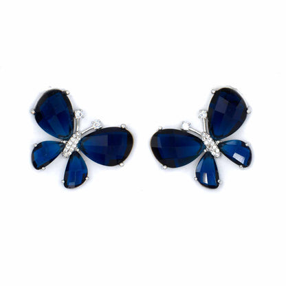 Palestro Milano Orecchini Blu Notte Farfalle di Cristallo