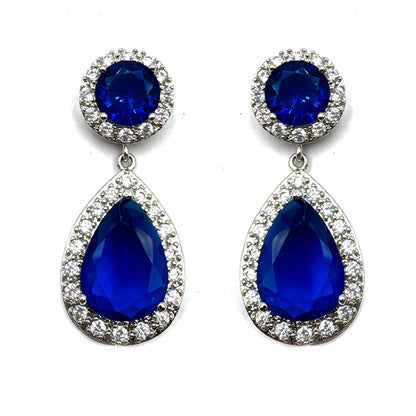 Palestro Milano Orecchini Blu Notte Goccia di Cristallo&amp;Zirconi