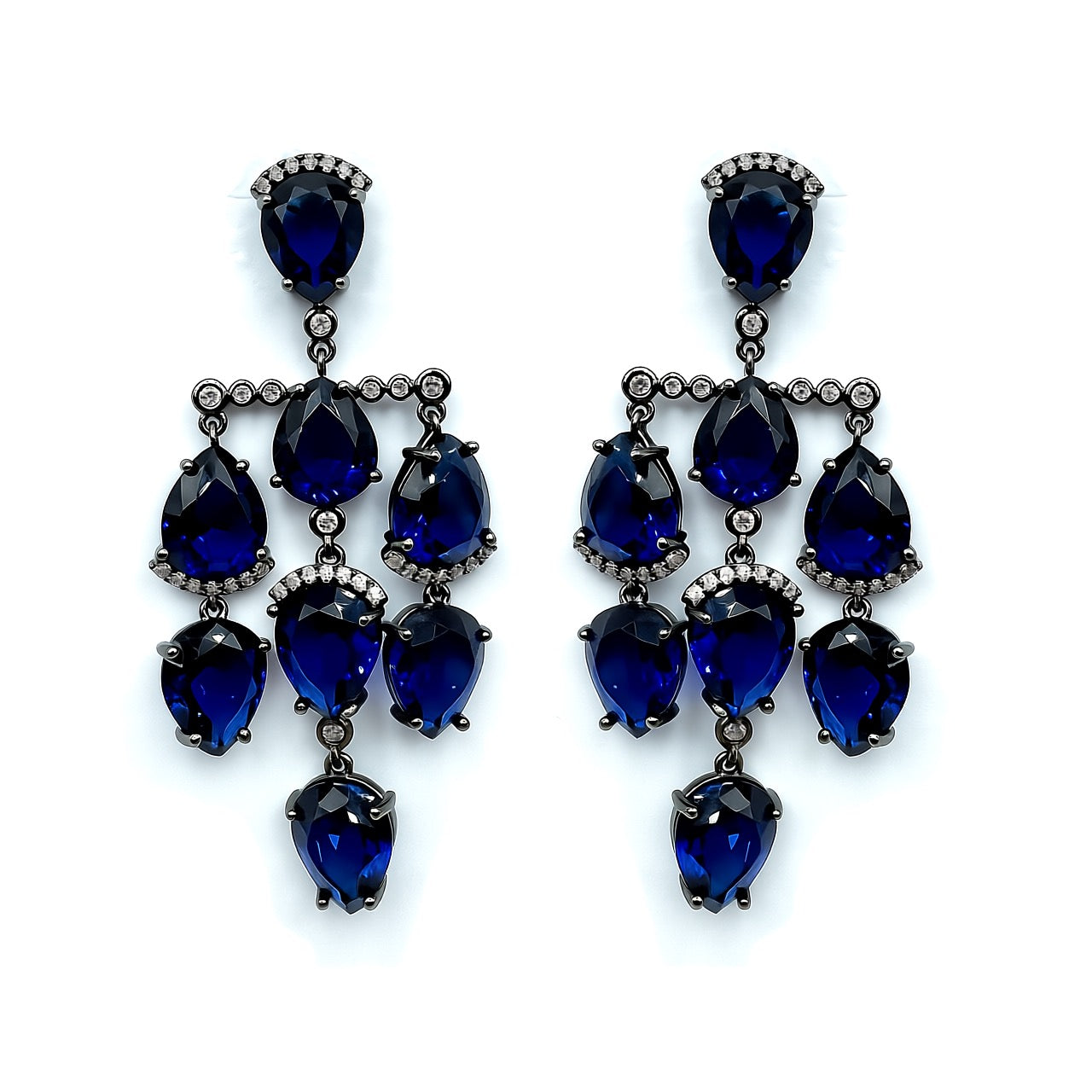 Palestro Milano Orecchini Blu oceano Gocce preziose a cascata