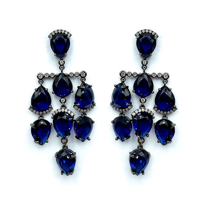 Palestro Milano Orecchini Blu oceano Gocce preziose a cascata