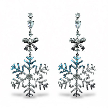 Palestro Milano Orecchini Blu/Pink Fiocco di neve e fiocchetto pendente