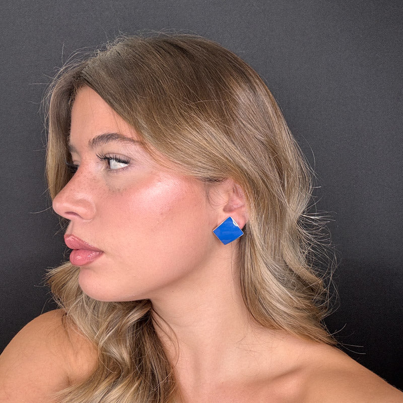 Palestro Milano Orecchini Blu Rombi Smaltati