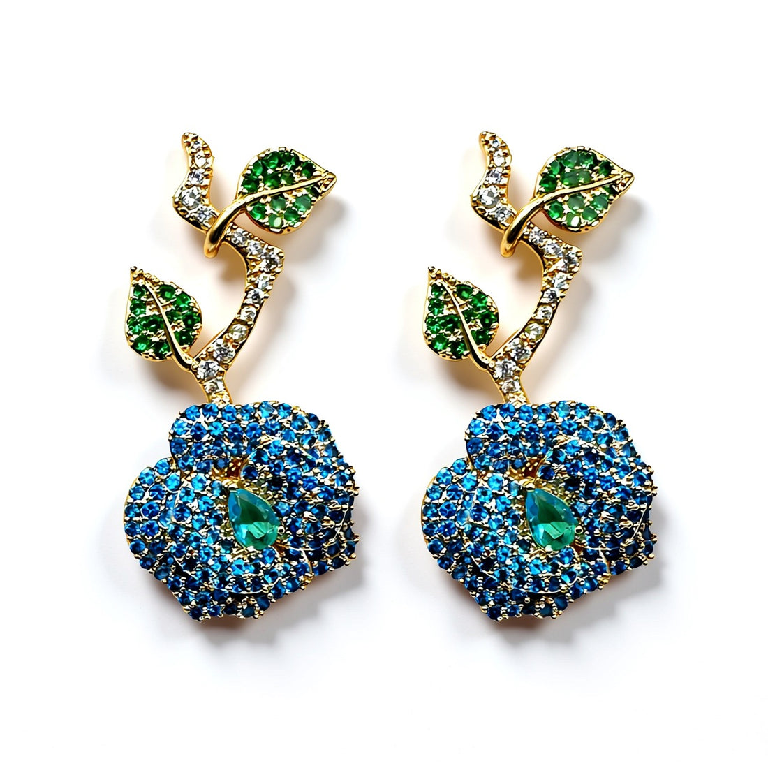 Palestro Milano Orecchini Blu Rosa&amp;Spine di pavè