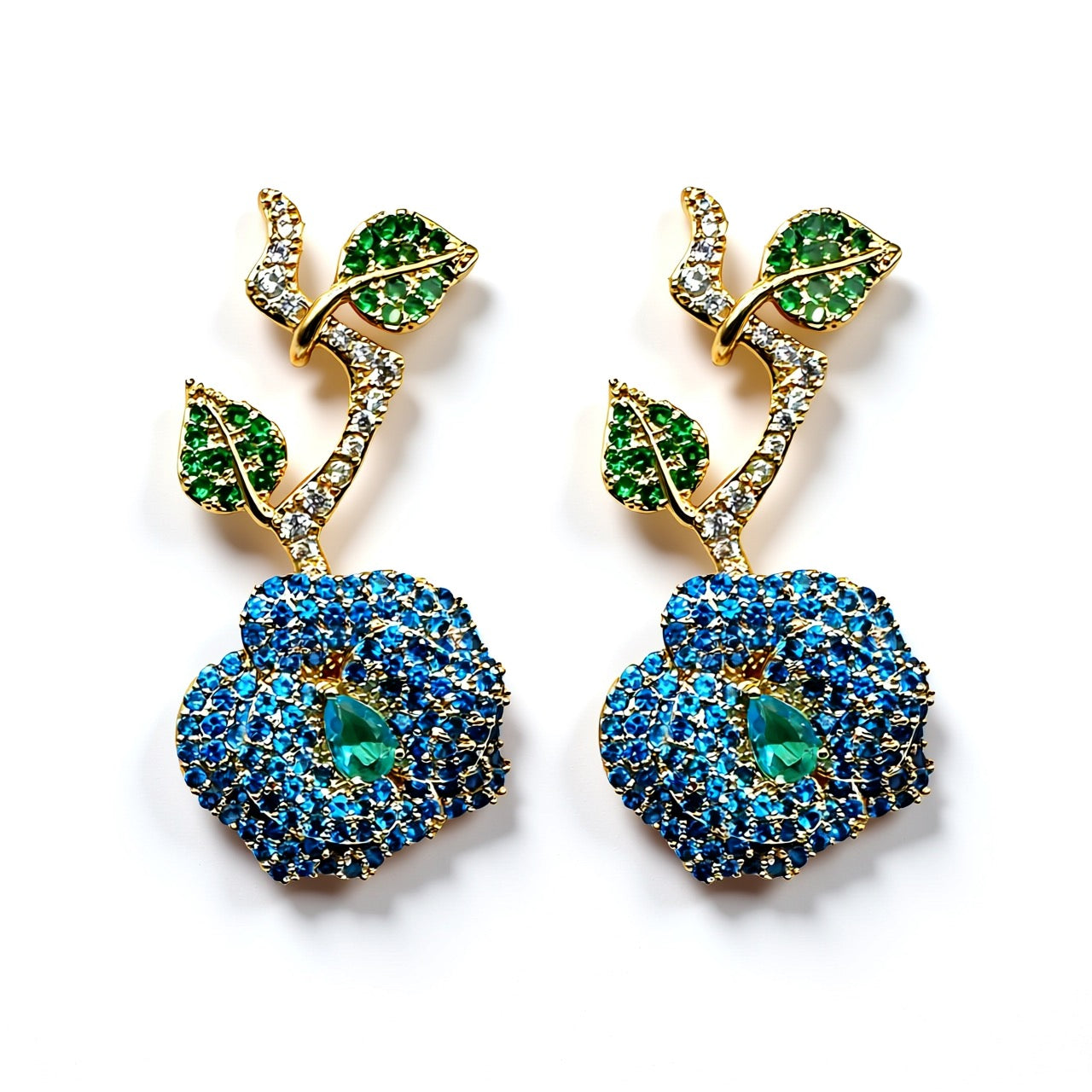 Palestro Milano Orecchini Blu Rosa&amp;Spine di pavè