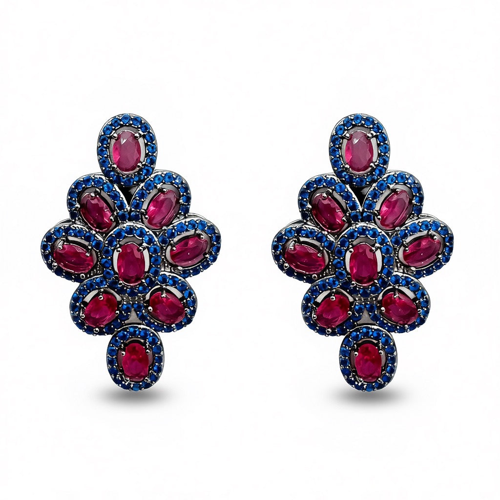 Palestro Milano Orecchini Blu Rosso Gemme&amp;Cristalli