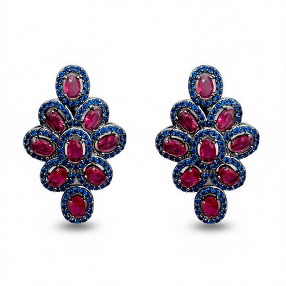 Palestro Milano Orecchini Blu Rosso Gemme&amp;Cristalli