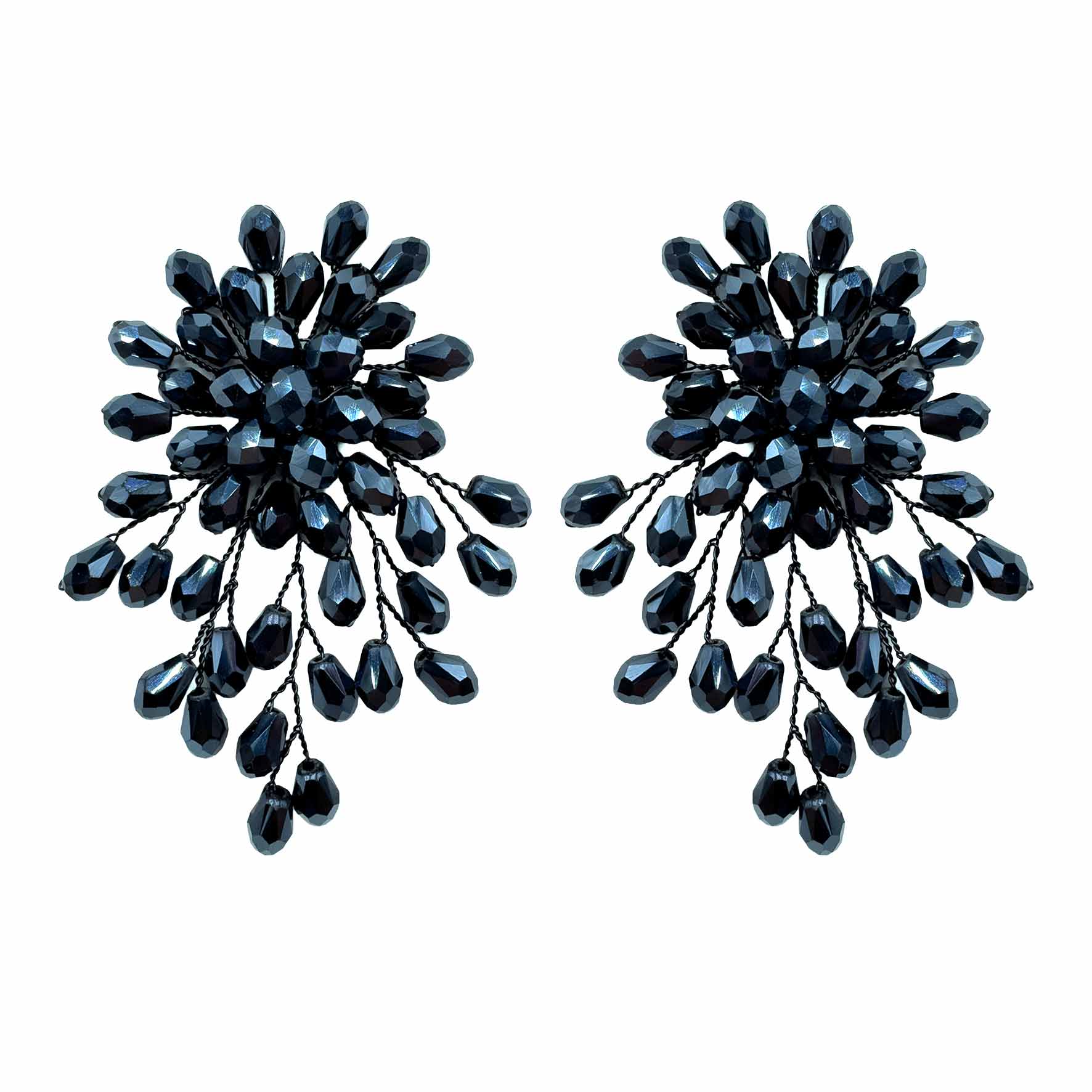 Palestro Milano Orecchini Blu Scuro Trionfo di Perline - NEW