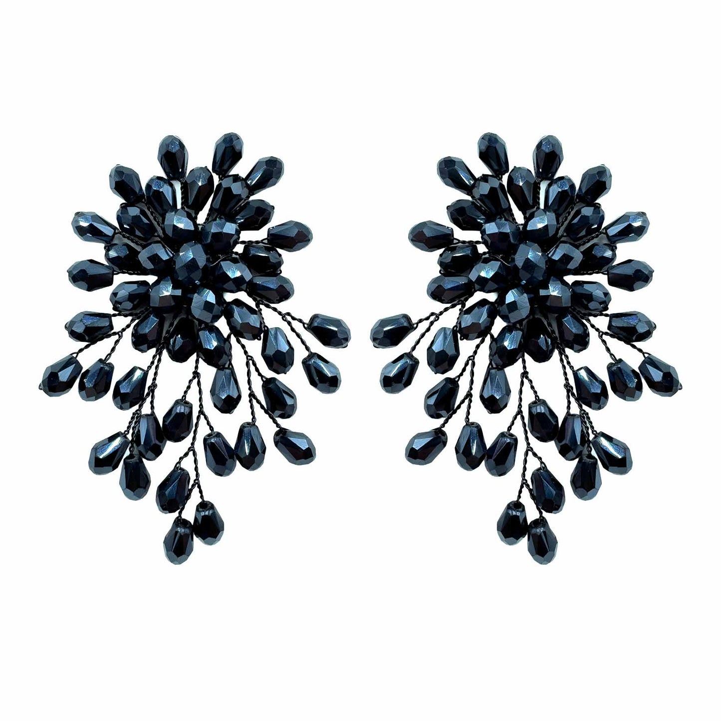 Palestro Milano Orecchini Blu Scuro Trionfo di Perline - NEW