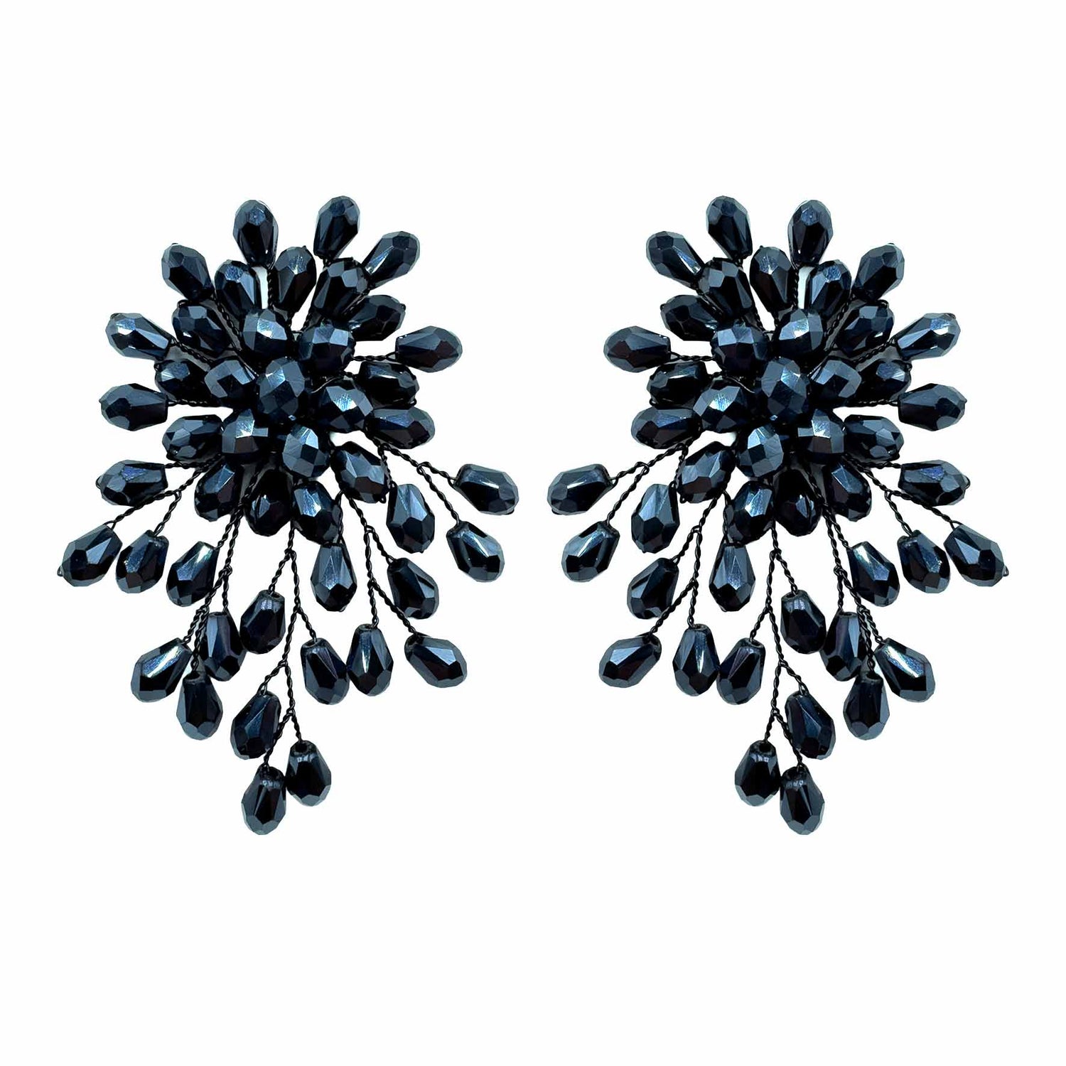 Palestro Milano Orecchini Blu Scuro Trionfo di Perline - NEW