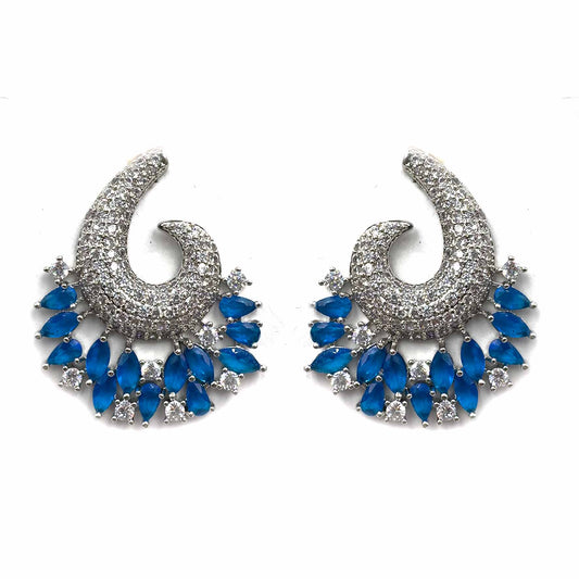 Palestro Milano Orecchini Blu Virgola di pavè con cristalli