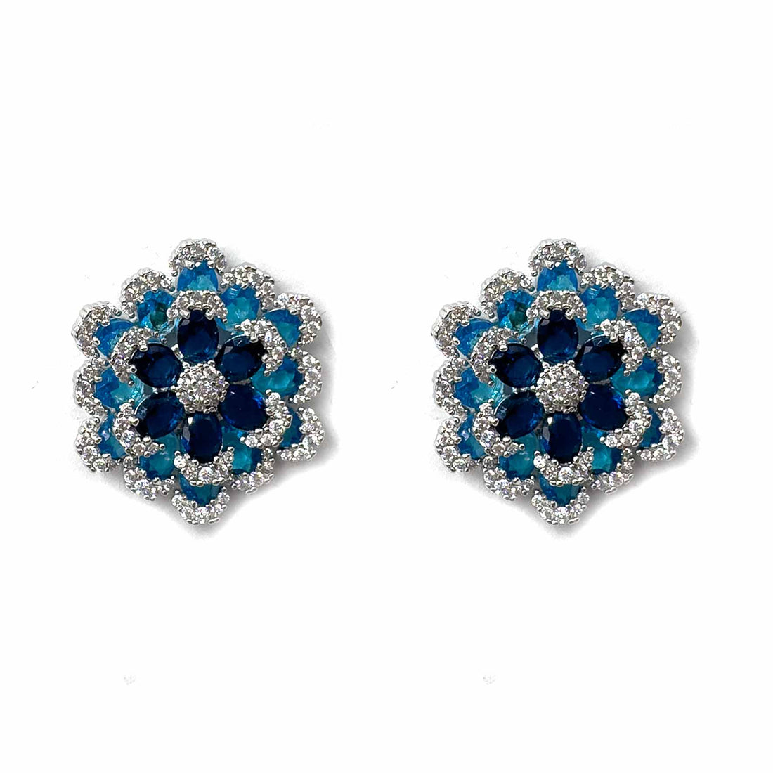 Palestro Milano Orecchini Blu Zaffiro Margherite di pavè