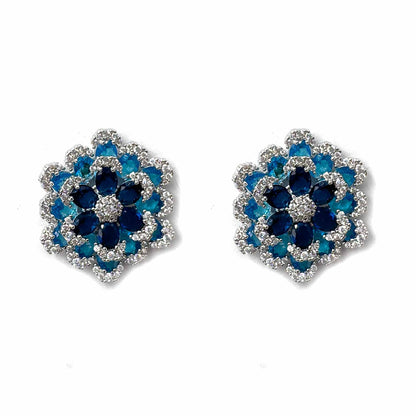 Palestro Milano Orecchini Blu Zaffiro Margherite di pavè