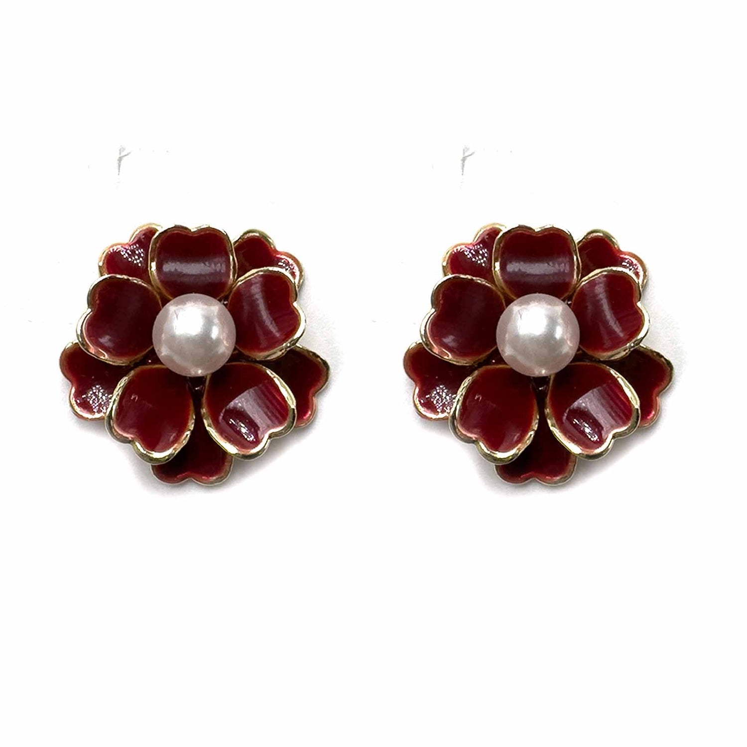 Palestro Milano Orecchini Bordeaux Petali e perline